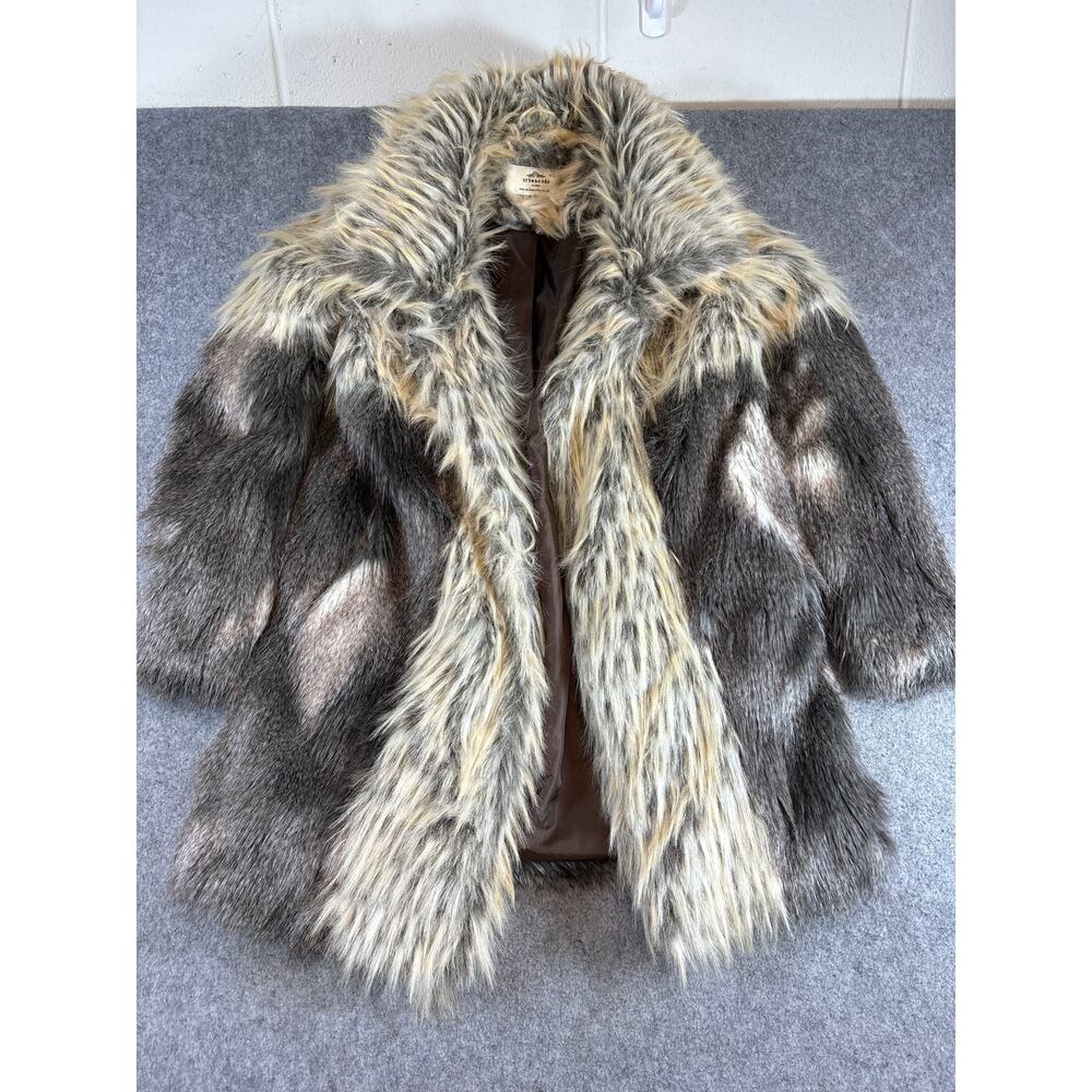Urbancode London Faux Fur Jacket Womens Size UK 8 Gray Luxury Glam Winter Coat